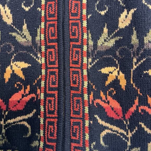 Vintage Nomadic Traders Womens Sz M Floral Zip Up Cardigan Lambs Wool Blend - Picture 6 of 13